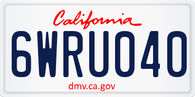 CA license plate 6WRU040