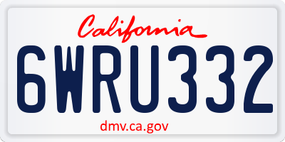 CA license plate 6WRU332