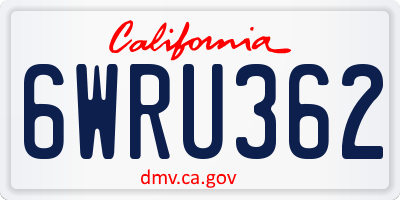 CA license plate 6WRU362