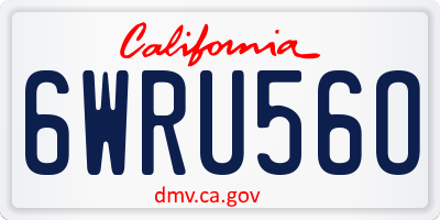 CA license plate 6WRU56O