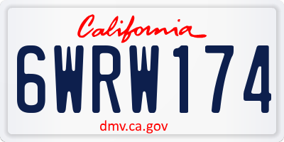 CA license plate 6WRW174