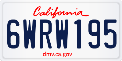 CA license plate 6WRW195
