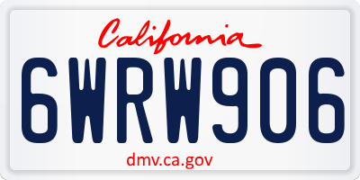 CA license plate 6WRW906