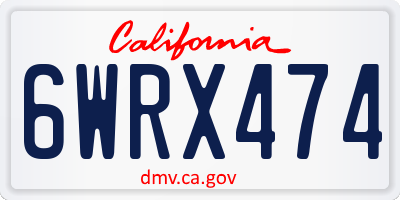 CA license plate 6WRX474