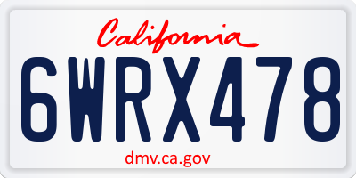 CA license plate 6WRX478