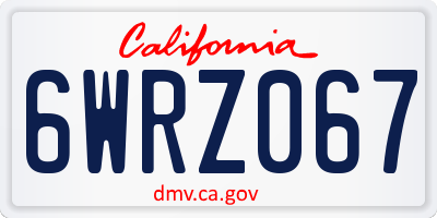CA license plate 6WRZ067