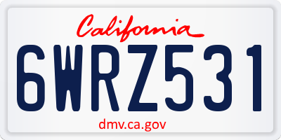 CA license plate 6WRZ531