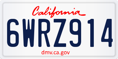 CA license plate 6WRZ914