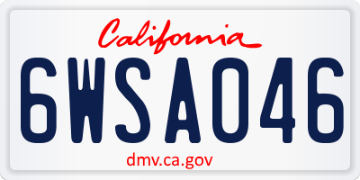 CA license plate 6WSA046