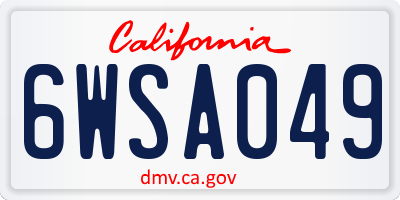 CA license plate 6WSA049