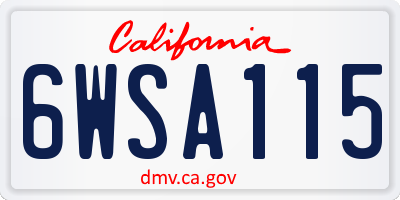CA license plate 6WSA115