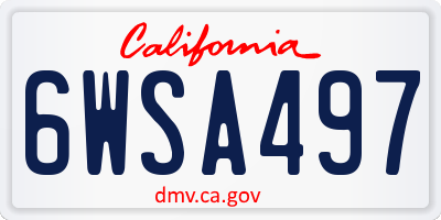 CA license plate 6WSA497
