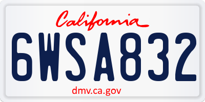 CA license plate 6WSA832