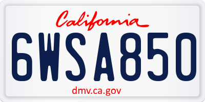 CA license plate 6WSA850