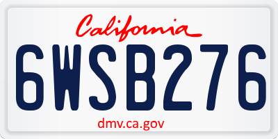 CA license plate 6WSB276