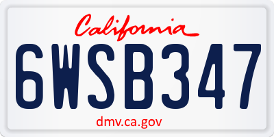 CA license plate 6WSB347