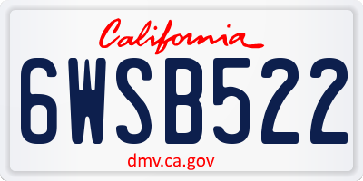 CA license plate 6WSB522