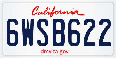 CA license plate 6WSB622