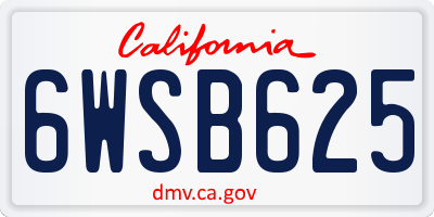 CA license plate 6WSB625