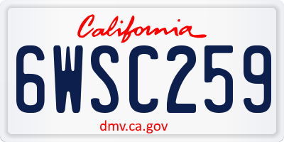CA license plate 6WSC259
