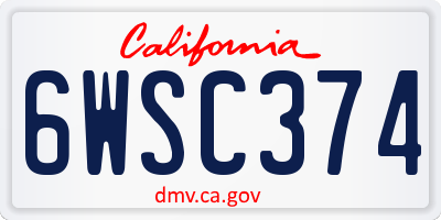 CA license plate 6WSC374