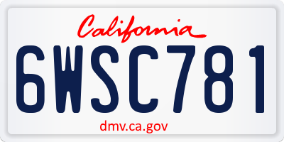 CA license plate 6WSC781