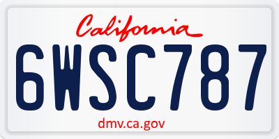 CA license plate 6WSC787