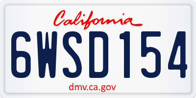 CA license plate 6WSD154