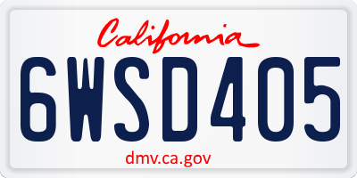 CA license plate 6WSD405