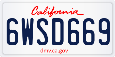 CA license plate 6WSD669