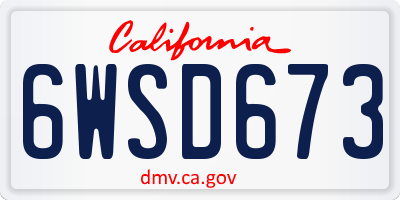 CA license plate 6WSD673
