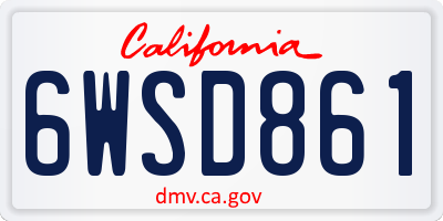 CA license plate 6WSD861