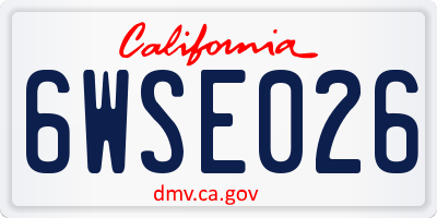 CA license plate 6WSE026
