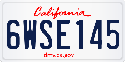 CA license plate 6WSE145