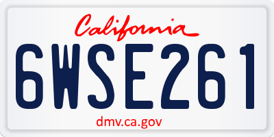 CA license plate 6WSE261