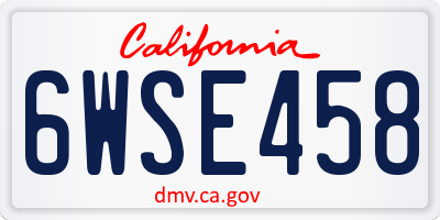 CA license plate 6WSE458