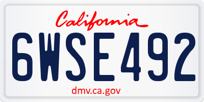 CA license plate 6WSE492