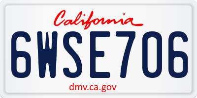 CA license plate 6WSE706