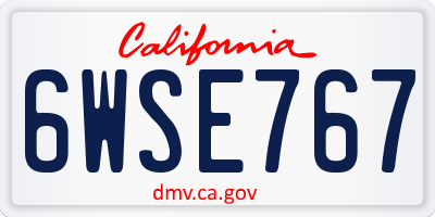 CA license plate 6WSE767