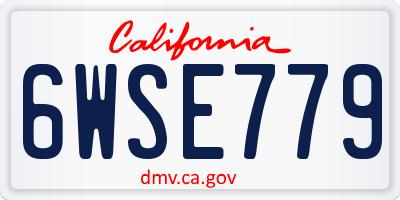 CA license plate 6WSE779