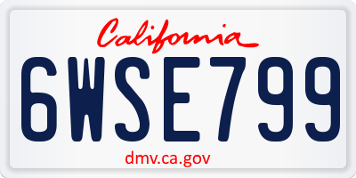 CA license plate 6WSE799