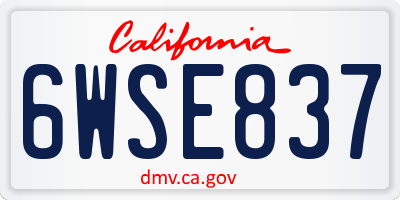 CA license plate 6WSE837