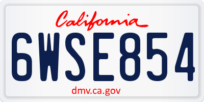 CA license plate 6WSE854