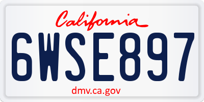 CA license plate 6WSE897