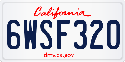 CA license plate 6WSF320