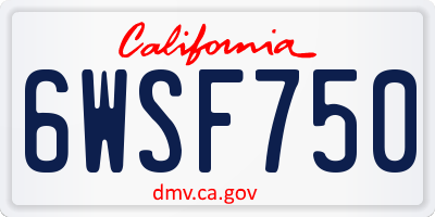 CA license plate 6WSF750