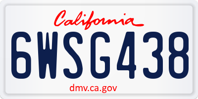 CA license plate 6WSG438