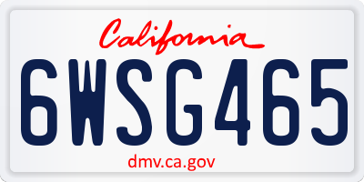 CA license plate 6WSG465