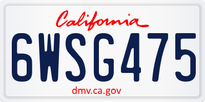 CA license plate 6WSG475