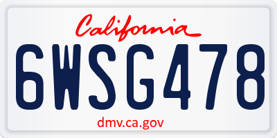 CA license plate 6WSG478